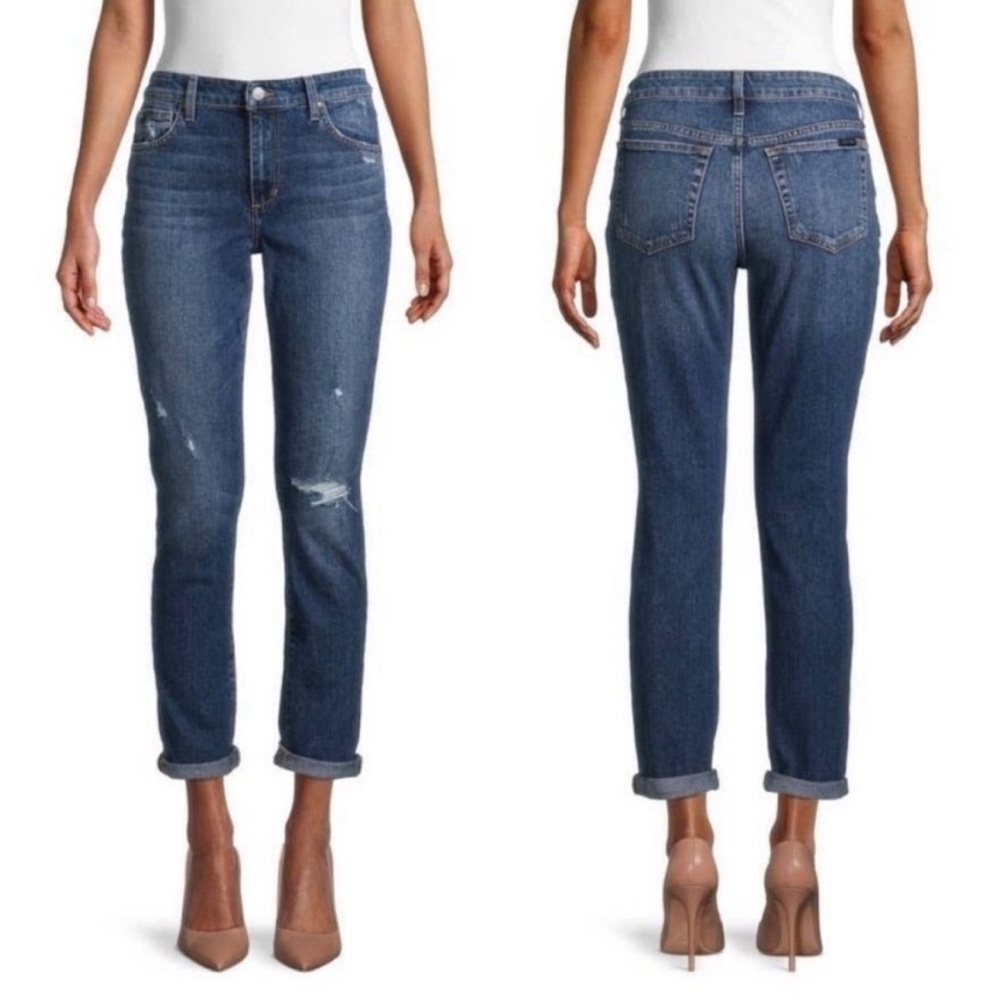 Joe's Jeans Distressed Boyfriend Slim Ankle Cigarette in Brushy Wash. Size 28